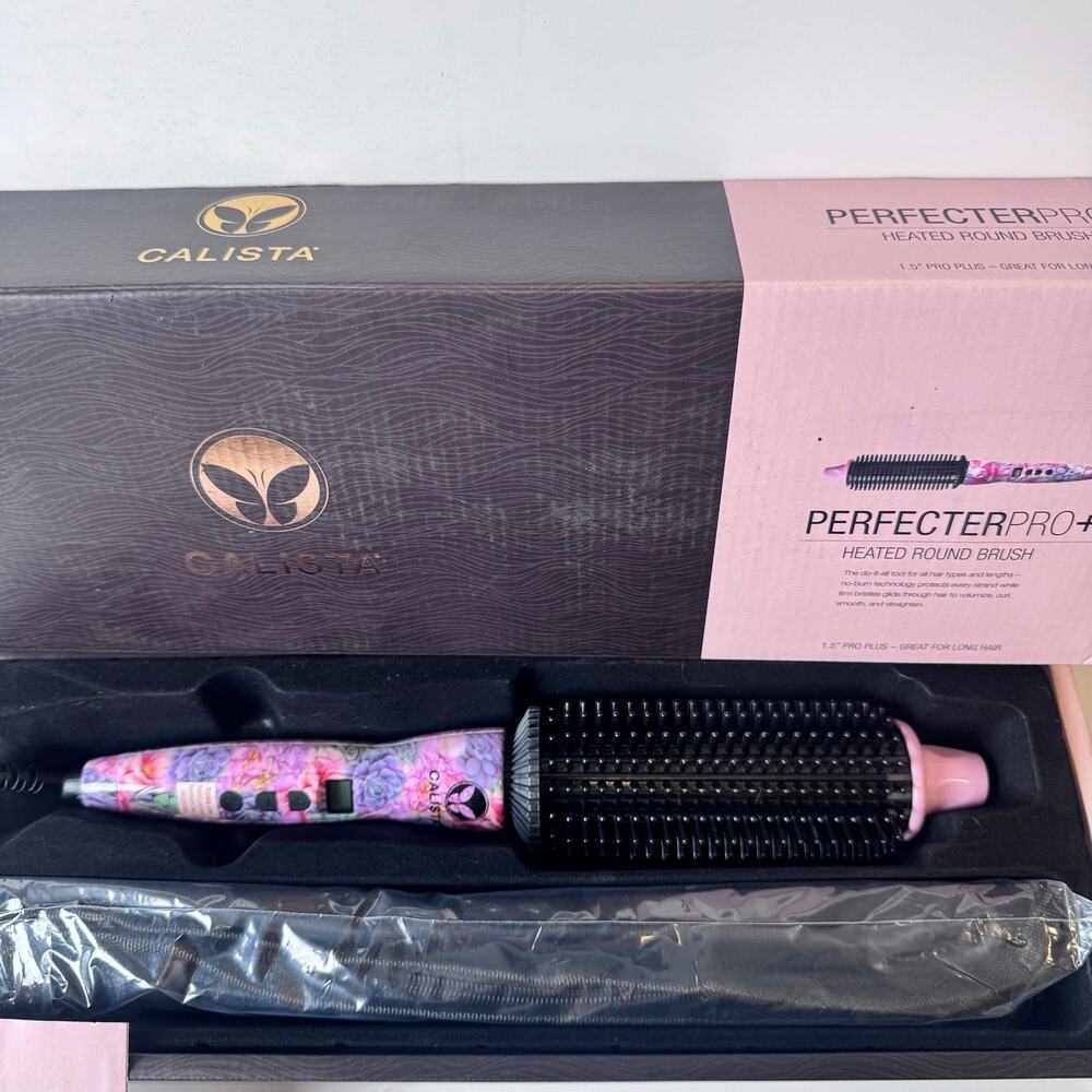 Calista Perfecter Pro+ Heated Round Brush 1.5” Floral Pink Styler Hair Tool